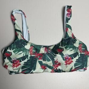 Victoria Secret Swim‎ Bikini Size S Top Tropical Floral Blue Green Scoop